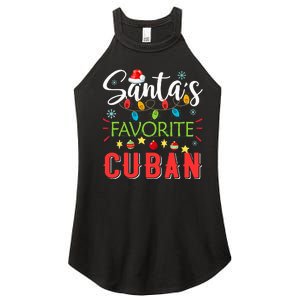 Santa's Favorite Cuban Xmas Light Santa Hat Christmas Gift Women's Perfect Tri Rocker Tank