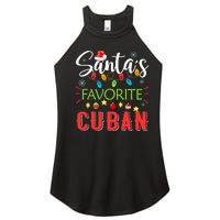 Santa's Favorite Cuban Xmas Light Santa Hat Christmas Gift Women's Perfect Tri Rocker Tank