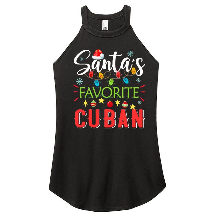 Santa's Favorite Cuban Xmas Light Santa Hat Christmas Gift Women's Perfect Tri Rocker Tank