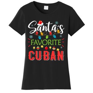 Santa's Favorite Cuban Xmas Light Santa Hat Christmas Gift Women's T-Shirt