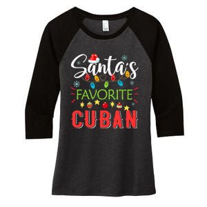 Santa's Favorite Cuban Xmas Light Santa Hat Christmas Gift Women's Tri-Blend 3/4-Sleeve Raglan Shirt