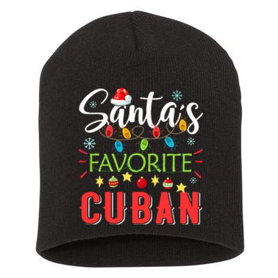 Santa's Favorite Cuban Xmas Light Santa Hat Christmas Gift Short Acrylic Beanie