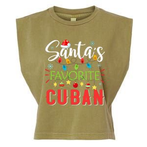 Santa's Favorite Cuban Xmas Light Santa Hat Christmas Gift Garment-Dyed Women's Muscle Tee