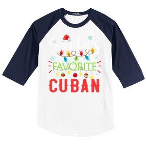 Santa's Favorite Cuban Xmas Light Santa Hat Christmas Gift Baseball Sleeve Shirt