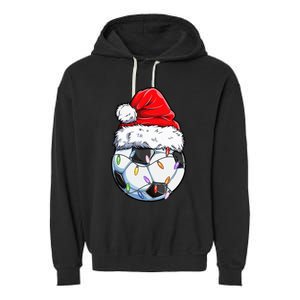 Soccer Football Christmas Santa Hat Hilarious Xmas Gift Garment-Dyed Fleece Hoodie