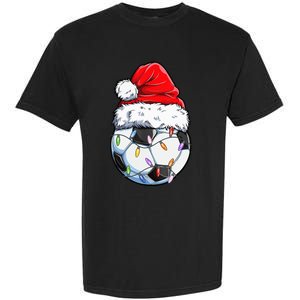 Soccer Football Christmas Santa Hat Hilarious Xmas Gift Garment-Dyed Heavyweight T-Shirt