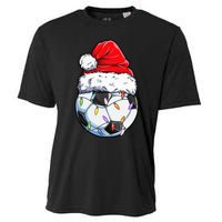 Soccer Football Christmas Santa Hat Hilarious Xmas Gift Cooling Performance Crew T-Shirt