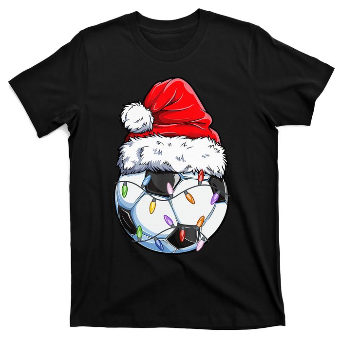 Soccer Football Christmas Santa Hat Hilarious Xmas Gift T-Shirt