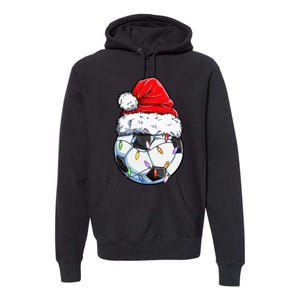 Soccer Football Christmas Santa Hat Hilarious Xmas Gift Premium Hoodie