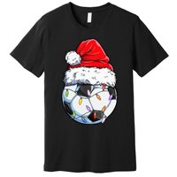 Soccer Football Christmas Santa Hat Hilarious Xmas Gift Premium T-Shirt