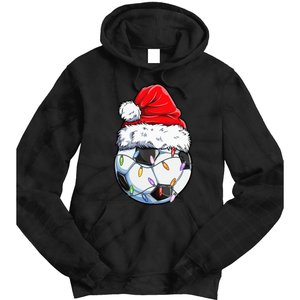 Soccer Football Christmas Santa Hat Hilarious Xmas Gift Tie Dye Hoodie