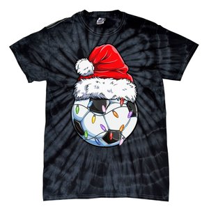 Soccer Football Christmas Santa Hat Hilarious Xmas Gift Tie-Dye T-Shirt