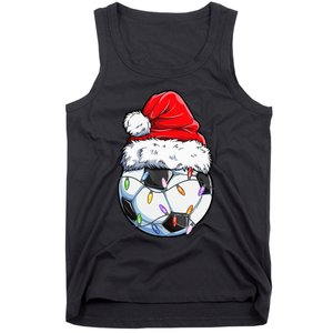 Soccer Football Christmas Santa Hat Hilarious Xmas Gift Tank Top