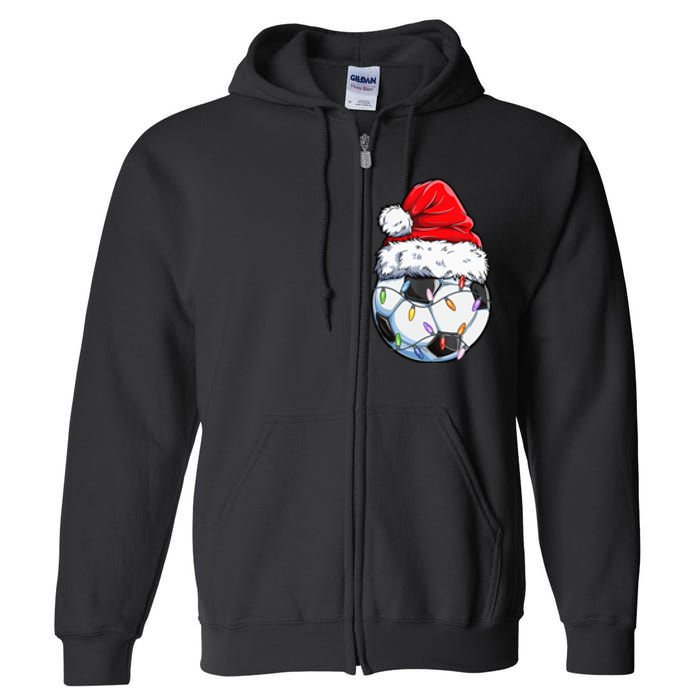 Soccer Football Christmas Santa Hat Hilarious Xmas Gift Full Zip Hoodie