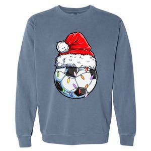 Soccer Football Christmas Santa Hat Hilarious Xmas Gift Garment-Dyed Sweatshirt