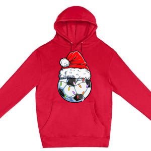 Soccer Football Christmas Santa Hat Hilarious Xmas Gift Premium Pullover Hoodie