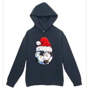 Soccer Football Christmas Santa Hat Hilarious Xmas Gift Urban Pullover Hoodie