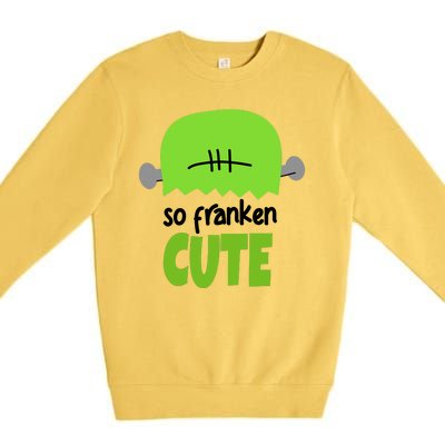 So Franken Cute Frankenstein Halloween Premium Crewneck Sweatshirt