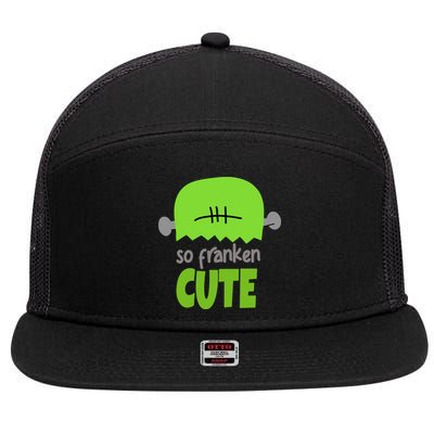So Franken Cute Frankenstein Halloween 7 Panel Mesh Trucker Snapback Hat