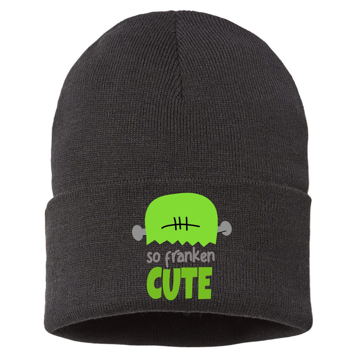 So Franken Cute Frankenstein Halloween Sustainable Knit Beanie