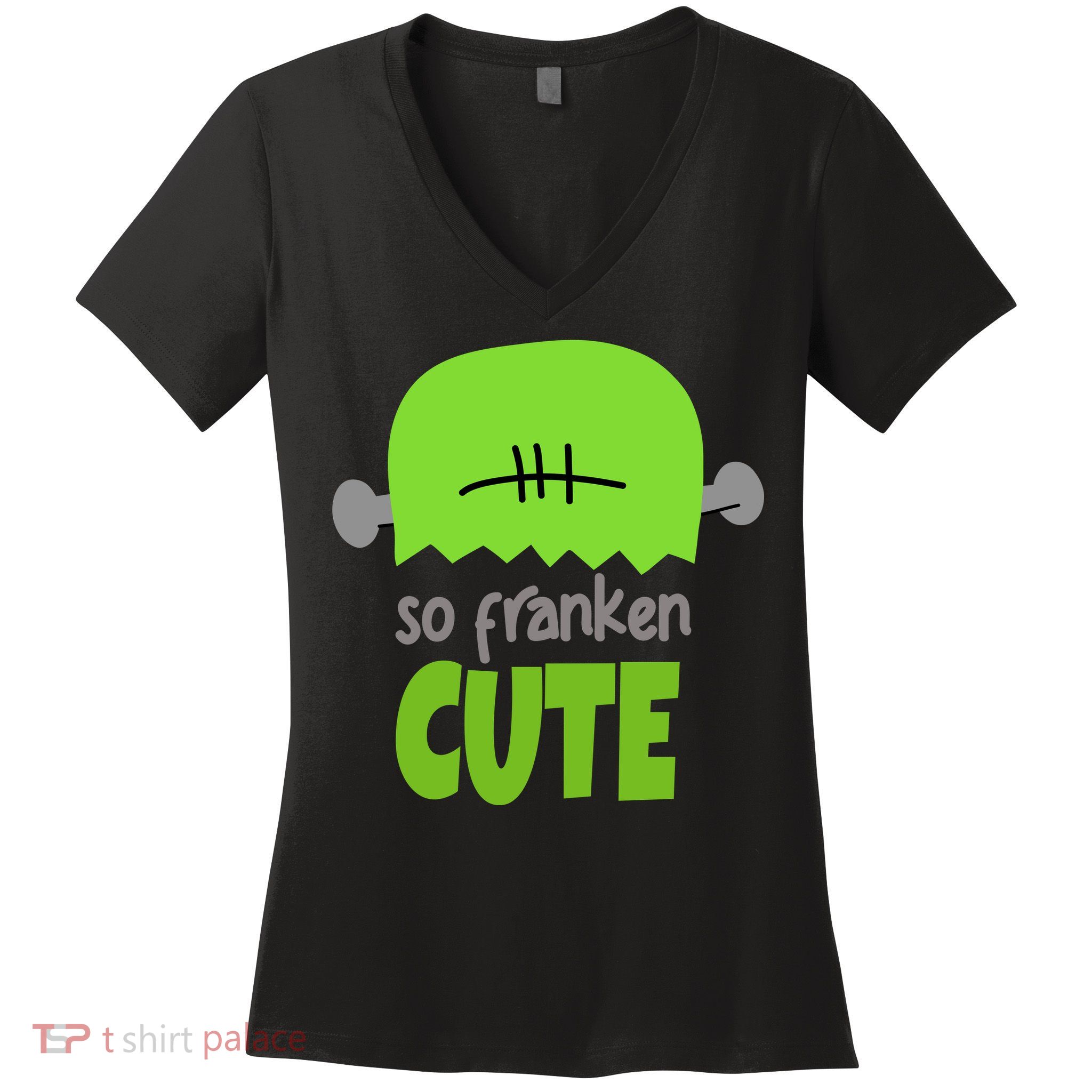 So Franken Cute Frankenstein Halloween Women's V-Neck T-Shirt