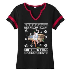 Shitters Full Christmas Ugly Christmas Vacation Ladies Halftime Notch Neck Tee