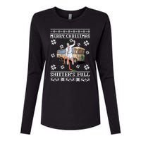 Shitters Full Christmas Ugly Christmas Vacation Womens Cotton Relaxed Long Sleeve T-Shirt