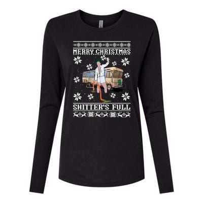 Shitters Full Christmas Ugly Christmas Vacation Womens Cotton Relaxed Long Sleeve T-Shirt