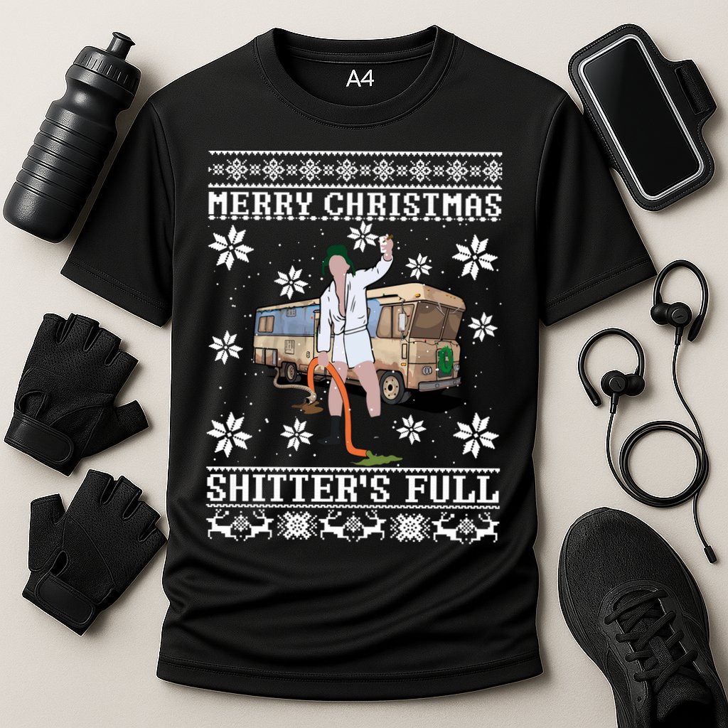 Shitters Full Christmas Ugly Christmas Vacation Cooling Performance Crew T-Shirt
