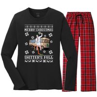 Shitters Full Christmas Ugly Christmas Vacation Women's Long Sleeve Flannel Pajama Set 