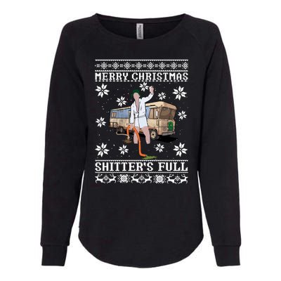 Shitters Full Christmas Ugly Christmas Vacation Womens California Wash Sweatshirt