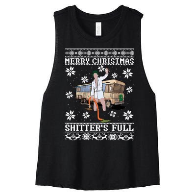 Shitters Full Christmas Ugly Christmas Vacation Women's Racerback Cropped Tank