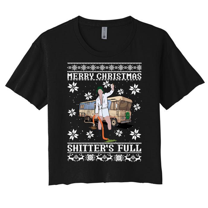 Shitters Full Christmas Ugly Christmas Vacation Women's Crop Top Tee