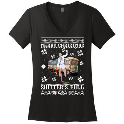 Shitters Full Christmas Ugly Christmas Vacation Women's V-Neck T-Shirt