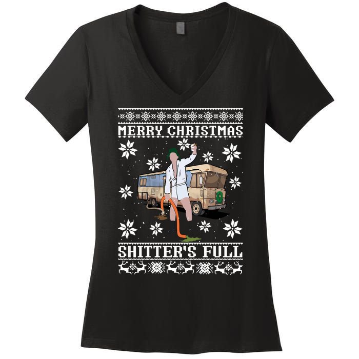 Shitters Full Christmas Ugly Christmas Vacation Women's V-Neck T-Shirt