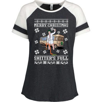 Shitters Full Christmas Ugly Christmas Vacation Enza Ladies Jersey Colorblock Tee