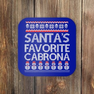 Santa's Favorite Cabrona Ugly Sweater Christmas Matching  Coaster