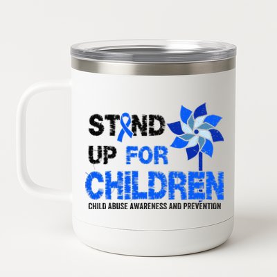 Standup For Children Child Abuse Prevention Awareness Month Gift 12 oz Stainless Steel Tumbler Cup