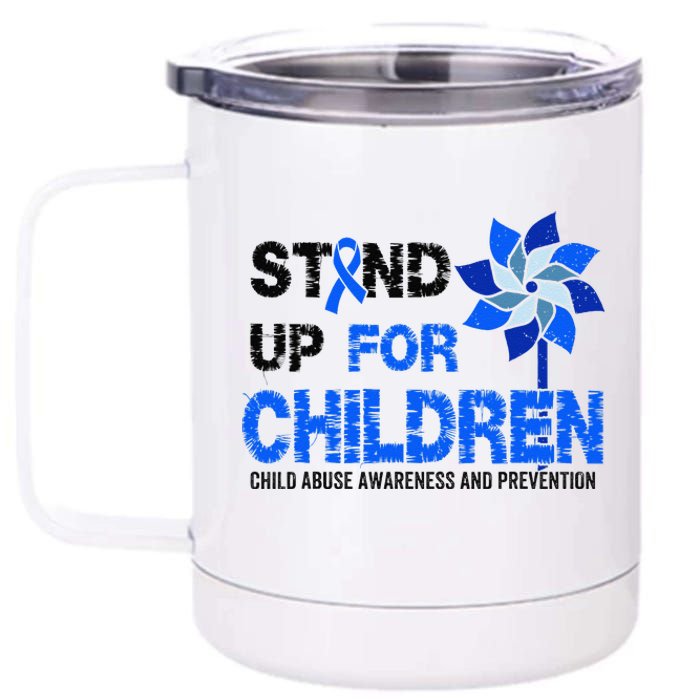 Standup For Children Child Abuse Prevention Awareness Month Gift 12 oz Stainless Steel Tumbler Cup