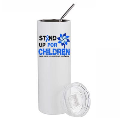 Standup For Children Child Abuse Prevention Awareness Month Gift Stainless Steel Tumbler