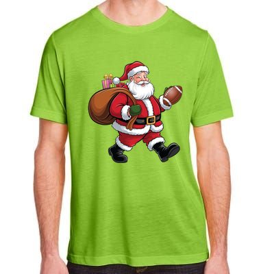 Santa Football Christmas Santa Claus Football Player Xmas Funny Gift Adult ChromaSoft Performance T-Shirt