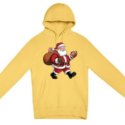 Santa Football Christmas Santa Claus Football Player Xmas Funny Gift Premium Pullover Hoodie