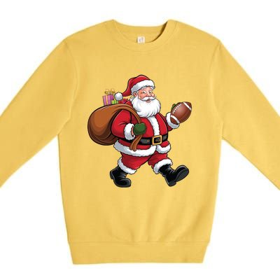 Santa Football Christmas Santa Claus Football Player Xmas Funny Gift Premium Crewneck Sweatshirt