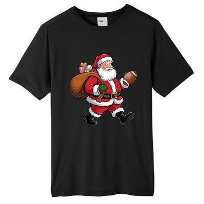 Santa Football Christmas Santa Claus Football Player Xmas Funny Gift Tall Fusion ChromaSoft Performance T-Shirt