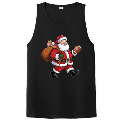 Santa Football Christmas Santa Claus Football Player Xmas Funny Gift PosiCharge Competitor Tank