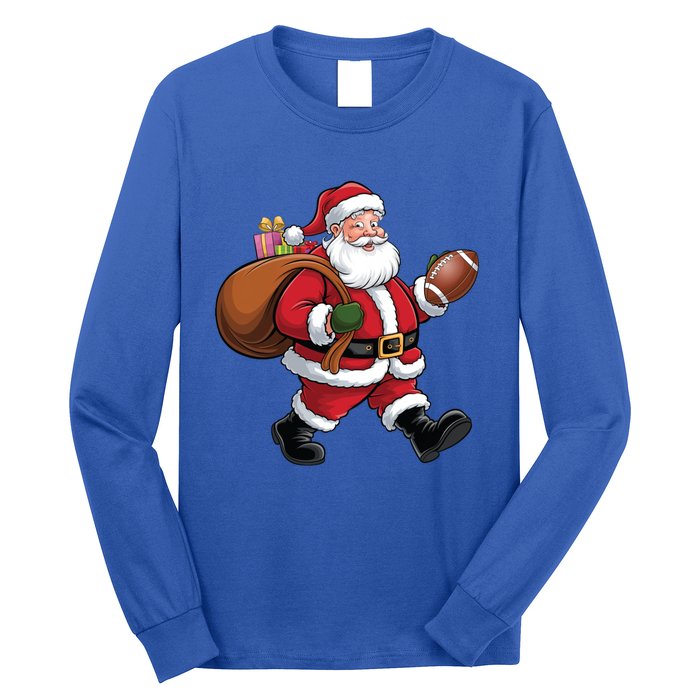 Santa Football Christmas Santa Claus Football Player Xmas Funny Gift Long Sleeve Shirt