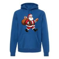 Santa Football Christmas Santa Claus Football Player Xmas Funny Gift Premium Hoodie