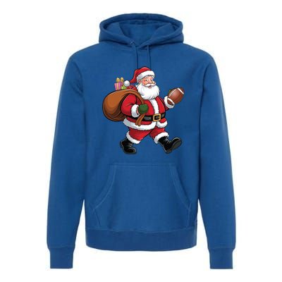 Santa Football Christmas Santa Claus Football Player Xmas Funny Gift Premium Hoodie