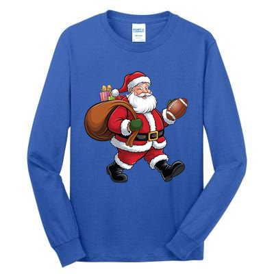 Santa Football Christmas Santa Claus Football Player Xmas Funny Gift Tall Long Sleeve T-Shirt