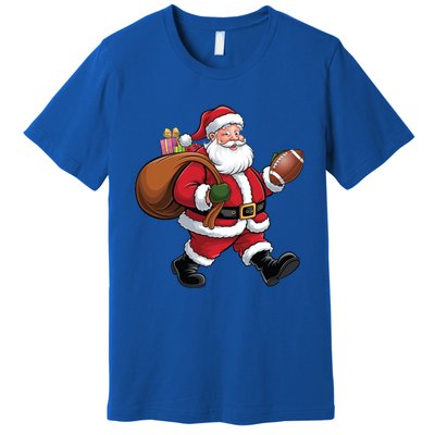 Santa Football Christmas Santa Claus Football Player Xmas Funny Gift Premium T-Shirt